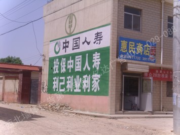 中国人寿保险手绘高墙墙体广告