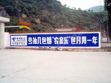 中国电信手绘低墙墙体广告